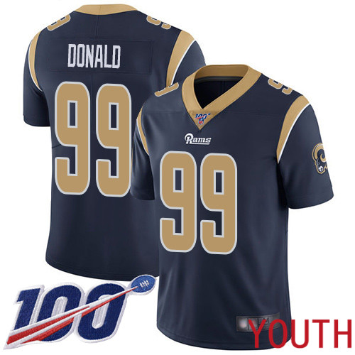 Los Angeles Rams Limited Navy Blue Youth Aaron Donald Home Jersey NFL Football #99 100th Season Vapor Untouchable->youth nfl jersey->Youth Jersey